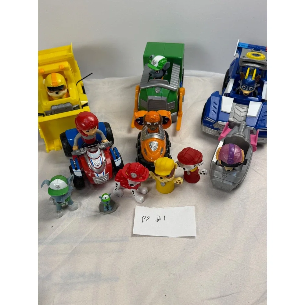 Paw Patrol Toy Vehicle Figures Chase Rubble Rocky Ryder Marshall Zuma Skye Lot 1